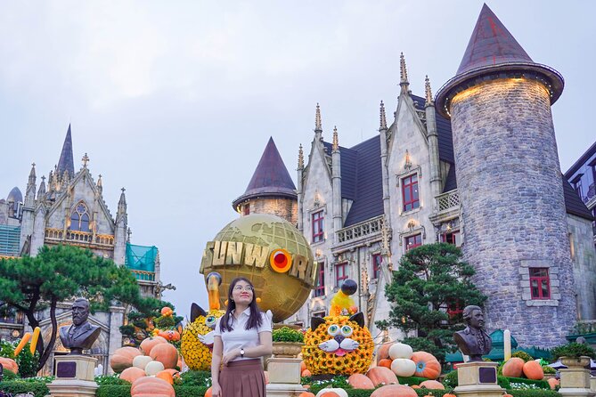 Ba Na Hills Golden Bridge Private Guided Tour - French Village at midday: atmosphere, music, and an option for buffet lunch